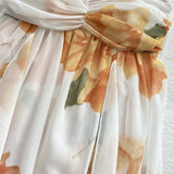 Vestido largo halter con estampado floral