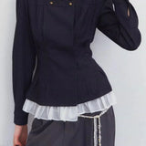Chaqueta vaquera plisada de doble botonadura