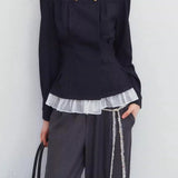 Chaqueta vaquera plisada de doble botonadura