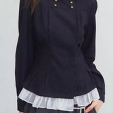 Chaqueta vaquera plisada de doble botonadura