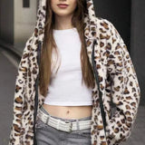 Chaleco con capucha y cremallera de doble polar estampado