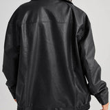 Chaqueta bomber para mujer – Corte oversize – Efecto piel lisa – Cierre con cremallera