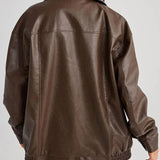 Chaqueta bomber para mujer – Corte oversize – Efecto piel lisa – Cierre con cremallera