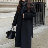 Gabardina de mujer – Lana – Largo completo – Corte con cinturón – Cruzado
