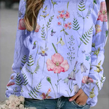 Suéter de mujer – Punto ligero – Corte holgado – Estampado floral – Cuello redondo – Mangas largas