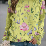 Suéter de mujer – Punto ligero – Corte holgado – Estampado floral – Cuello redondo – Mangas largas