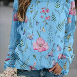 Suéter de mujer – Punto ligero – Corte holgado – Estampado floral – Cuello redondo – Mangas largas