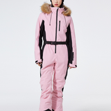 Traje de esquí para mujer – Corte ajustado – Impermeable y cortavientos – Capucha de piel sintética