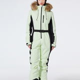 Traje de esquí para mujer – Corte ajustado – Impermeable y cortavientos – Capucha de piel sintética