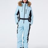 Traje de esquí para mujer – Corte ajustado – Impermeable y cortavientos – Capucha de piel sintética