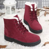 Botas de mujer - Ante con forro cálido - Botas altas con cordones - Suela antideslizante