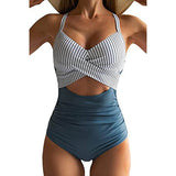Traje de baño de una pieza para mujer – Corte ajustado – Tirantes cruzados – Copas con relleno – Detalle de abertura