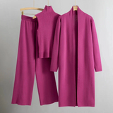 Conjunto de tres piezas para mujer - Tejido de punto - Corte holgado - Cintura alta