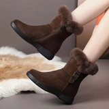 Botas de nieve para mujer – media pantorrilla – forro de piel – cremallera lateral – suela antideslizante
