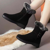 Botas de nieve para mujer – media pantorrilla – forro de piel – cremallera lateral – suela antideslizante