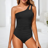 Traje de baño de una pieza para mujer – Corte entallado – Asimétrico – Detalle de corte – Fruncido