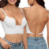 Sujetador halter para mujer – Corte largo invisible – Tirantes ajustables – Soporte con aros
