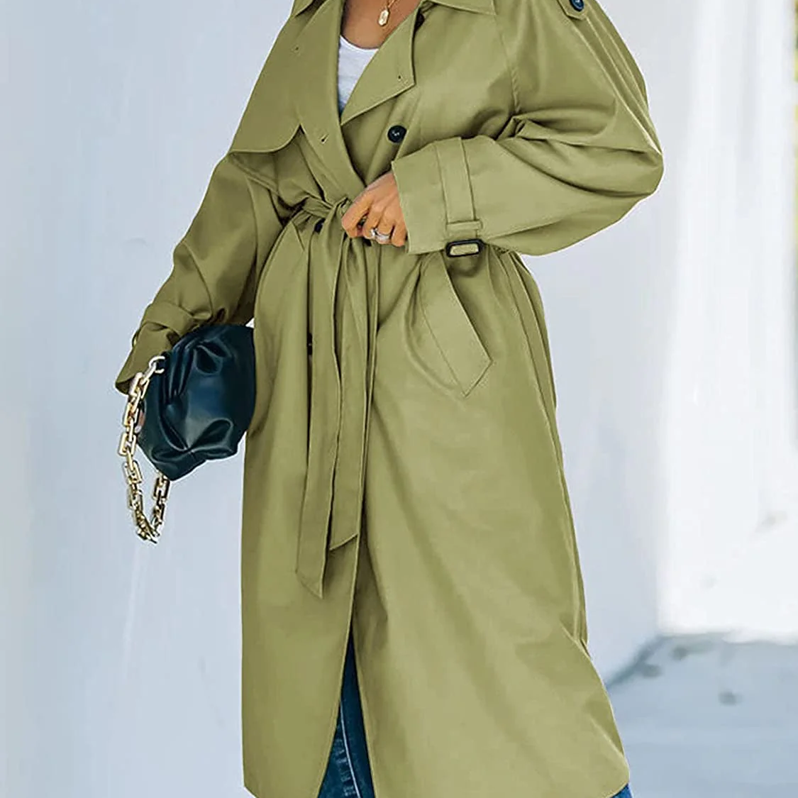Gabardina de mujer - Algodón - Cuello de solapa con muesca - Largo hasta media pantorrilla
