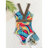 Traje de baño de una pieza con cuello en V para mujer: cómodo y elegante.