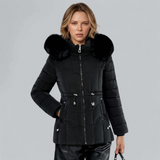 Parka para mujer – Corte entallado – Acolchado cálido – Capucha de piel sintética