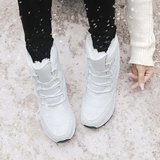 Botas de combate para mujer – Altura hasta media pantorrilla – Forro cálido – Impermeable – Suela con tacos