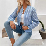Chaqueta bomber para mujer - Tejido ligero - Cuello acanalado - Mangas largas y sueltas