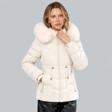 Parka para mujer – Corte entallado – Acolchado cálido – Capucha de piel sintética