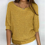 Top de mujer – Corte holgado – Tejido texturizado – Mangas abullonadas – Ribete acanalado