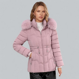Parka para mujer – Corte entallado – Acolchado cálido – Capucha de piel sintética