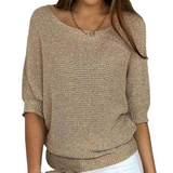 Top de mujer – Corte holgado – Tejido texturizado – Mangas abullonadas – Ribete acanalado