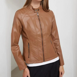 Chaqueta de mujer – Corte entallado – Efecto piel – Paneles acolchados – Cierre de cremallera