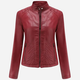 Chaqueta de mujer – Corte entallado – Efecto piel – Paneles acolchados – Cierre de cremallera