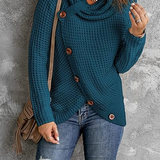Suéter de mujer - Tejido - Cuello chal - Largo túnica - Mangas largas