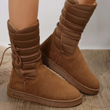 Botas de media caña para mujer – efecto ante – forro cálido – parte superior acolchada – suela dentada