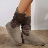 Botas de media caña para mujer – efecto ante – forro cálido – parte superior acolchada – suela dentada
