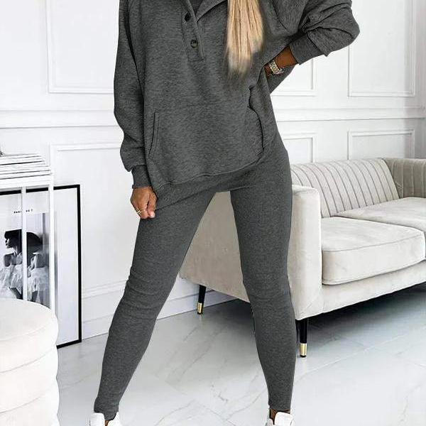 Conjunto de ropa de estar por casa para mujer – Punto suave – Top con hombros descubiertos – Pantalón ajustado