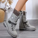 Botines de mujer – Parte superior estructurada a media pantorrilla – Cremallera lateral – Puños de malla – Suela con tacos