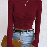 Sudadera de mujer – Corte ajustado – Punto gofre – Corta – Manga larga – Cuello alto