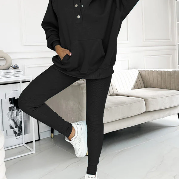 Conjunto de ropa de estar por casa para mujer – Punto suave – Top con hombros descubiertos – Pantalón ajustado