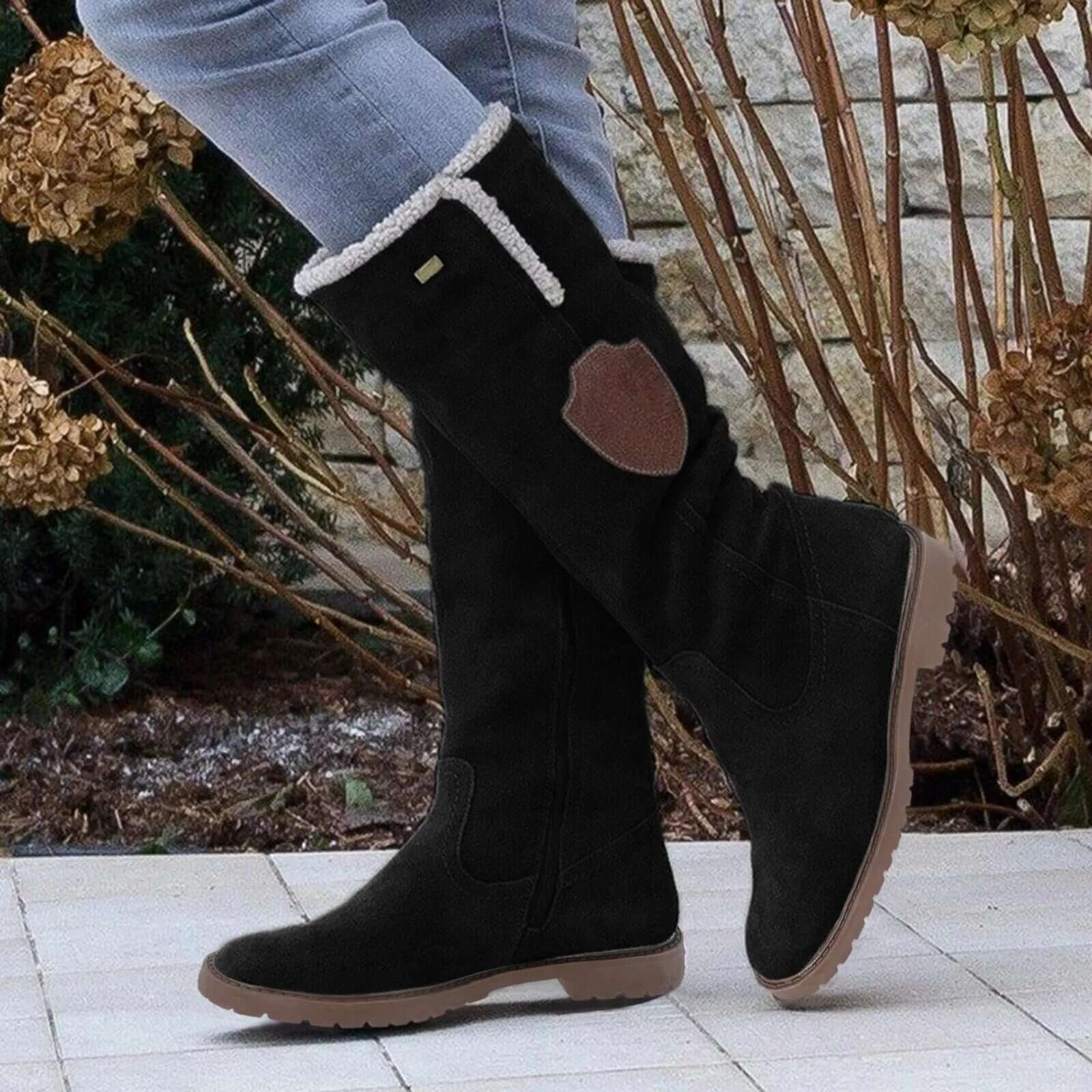 Botas altas para mujer – efecto ante – forro cálido – suela dentada