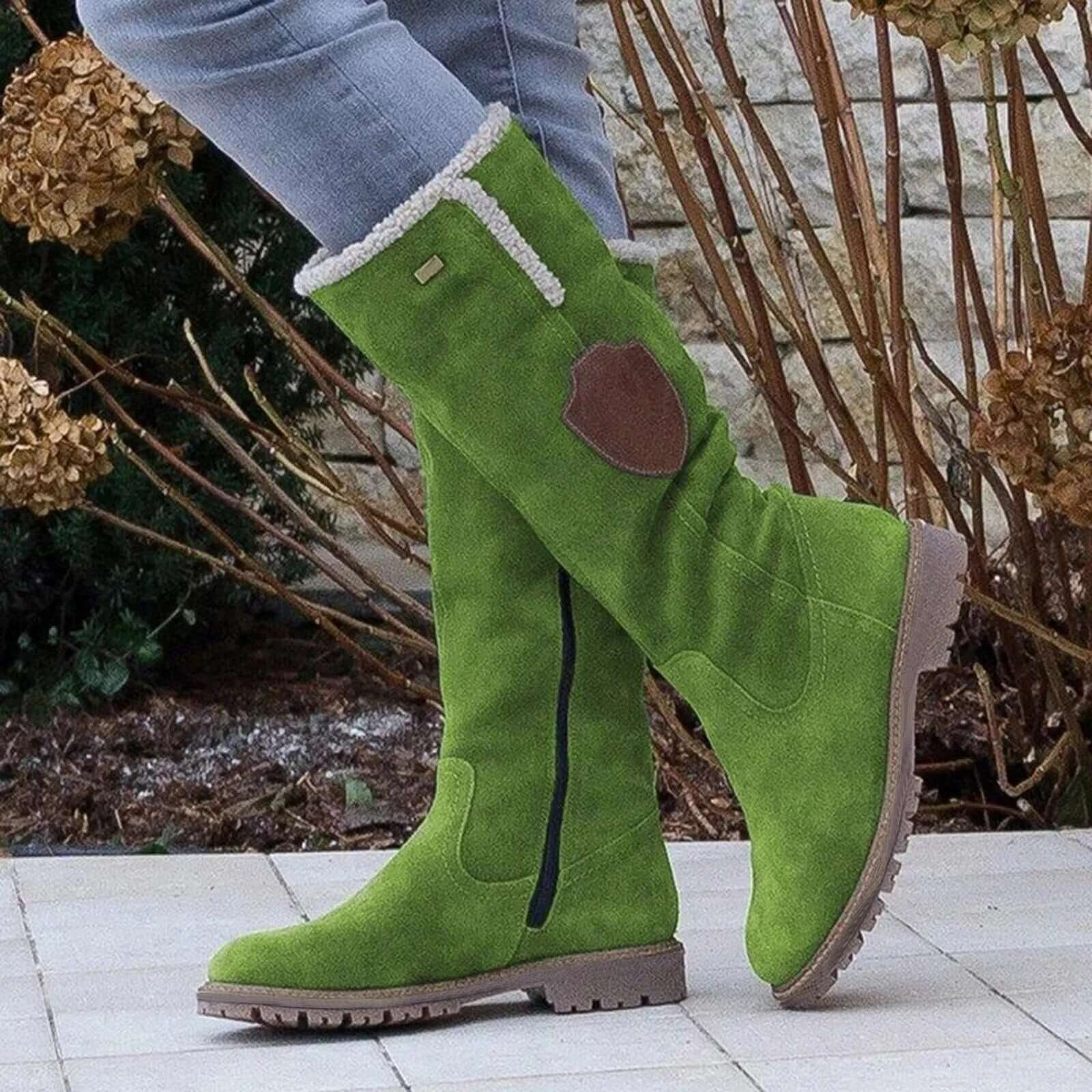 Botas altas para mujer – efecto ante – forro cálido – suela dentada