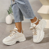 Zapatillas deportivas para mujer – Suela gruesa – Malla transpirable – Estilo grueso y cómodo