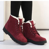 Botas de mujer - Ante con forro cálido - Botas altas con cordones - Suela antideslizante