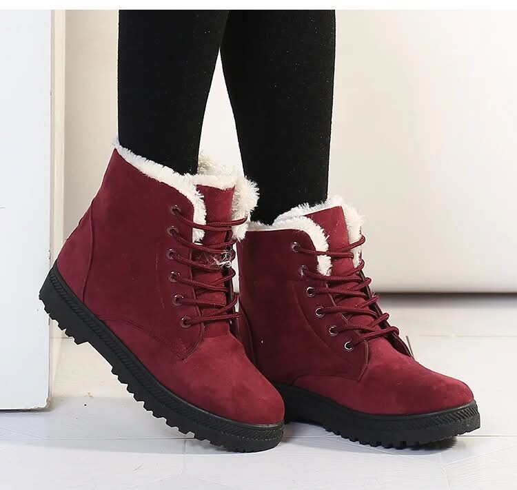 Botas de mujer - Ante con forro cálido - Botas altas con cordones - Suela antideslizante
