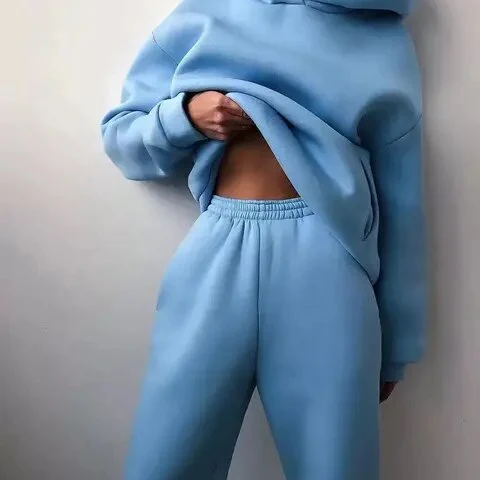 Conjunto de sudadera y jogger para mujer: corte holgado, tejido polar suave, estilo informal.