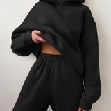 Conjunto de sudadera y jogger para mujer: corte holgado, tejido polar suave, estilo informal.