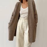 Cárdigan de mujer – Corte holgado – Lana suave – Largo – Mangas largas – Con bolsillos