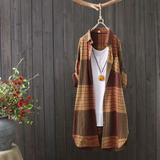 Camisa de mujer – Corte holgado – Algodón ligero – Diseño informal a cuadros con botones