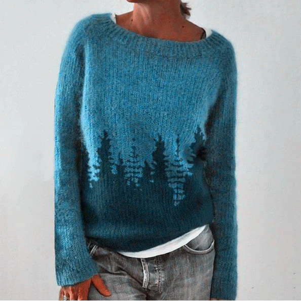 Suéter de mujer - Punto grueso - Corte holgado - Cuello ancho - Mangas largas