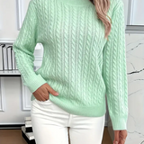 Sudadera de mujer – Corte clásico – Punto trenzado – Efecto lana – Mangas largas